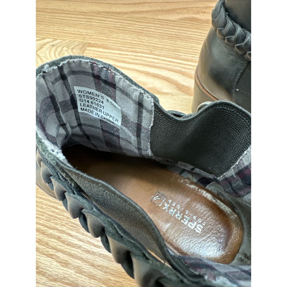 Sperry Liberty Chelsea Boots Leather Braided Strap Booties Black Size 8.5 M - Picture 15 of 15